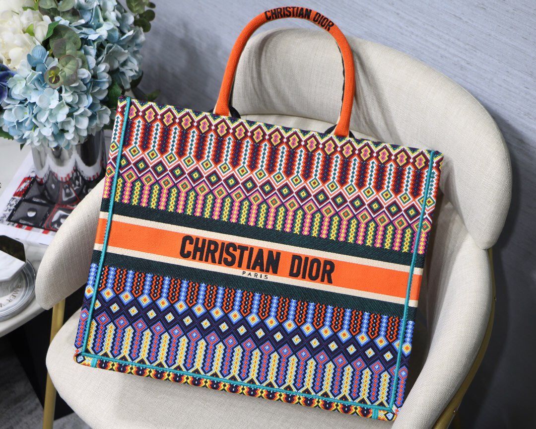 D10r Multicolor Canvas Book Tote Bag