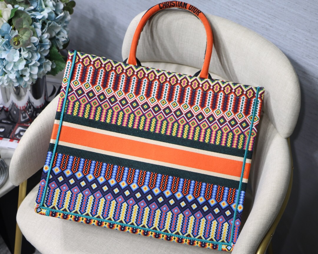 D10r Multicolor Canvas Book Tote Bag