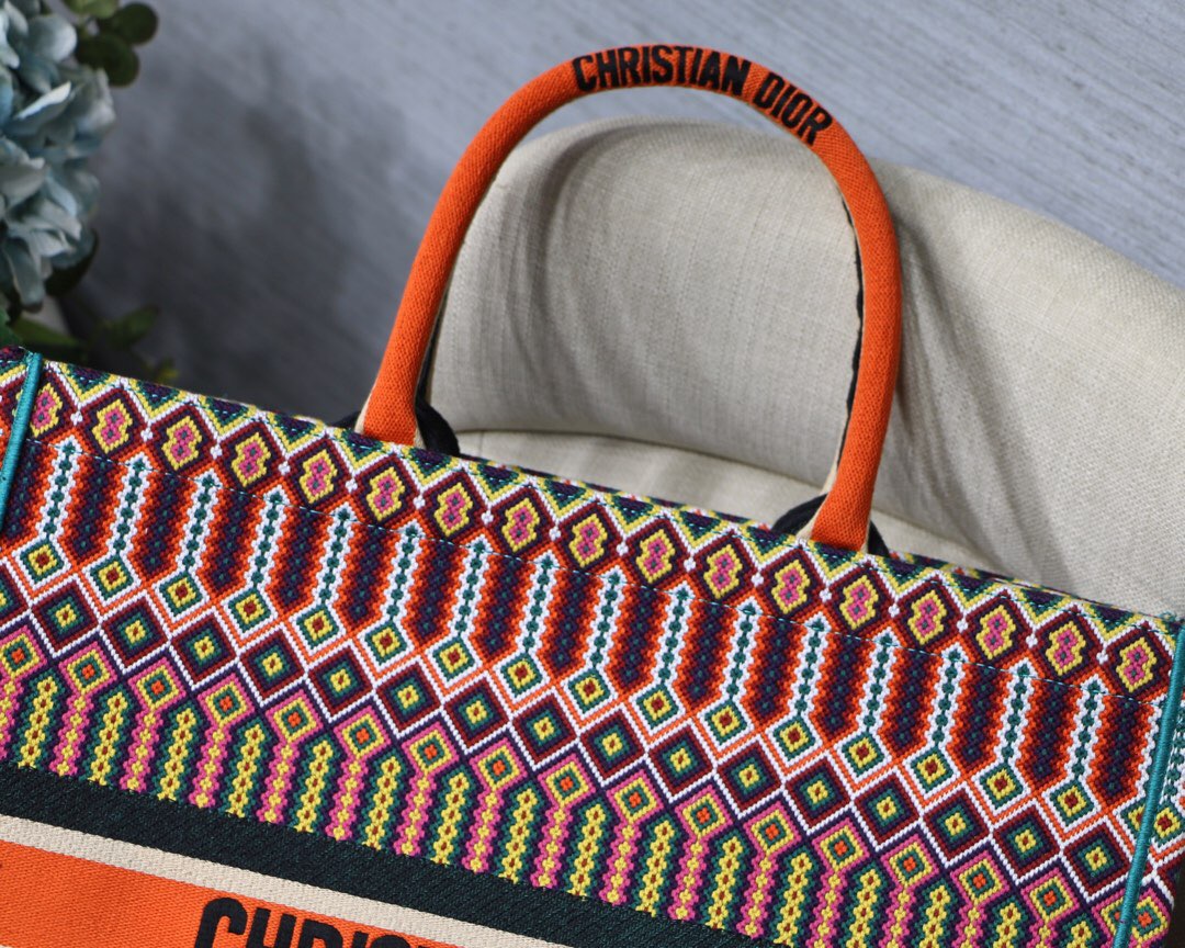 D10r Multicolor Canvas Book Tote Bag