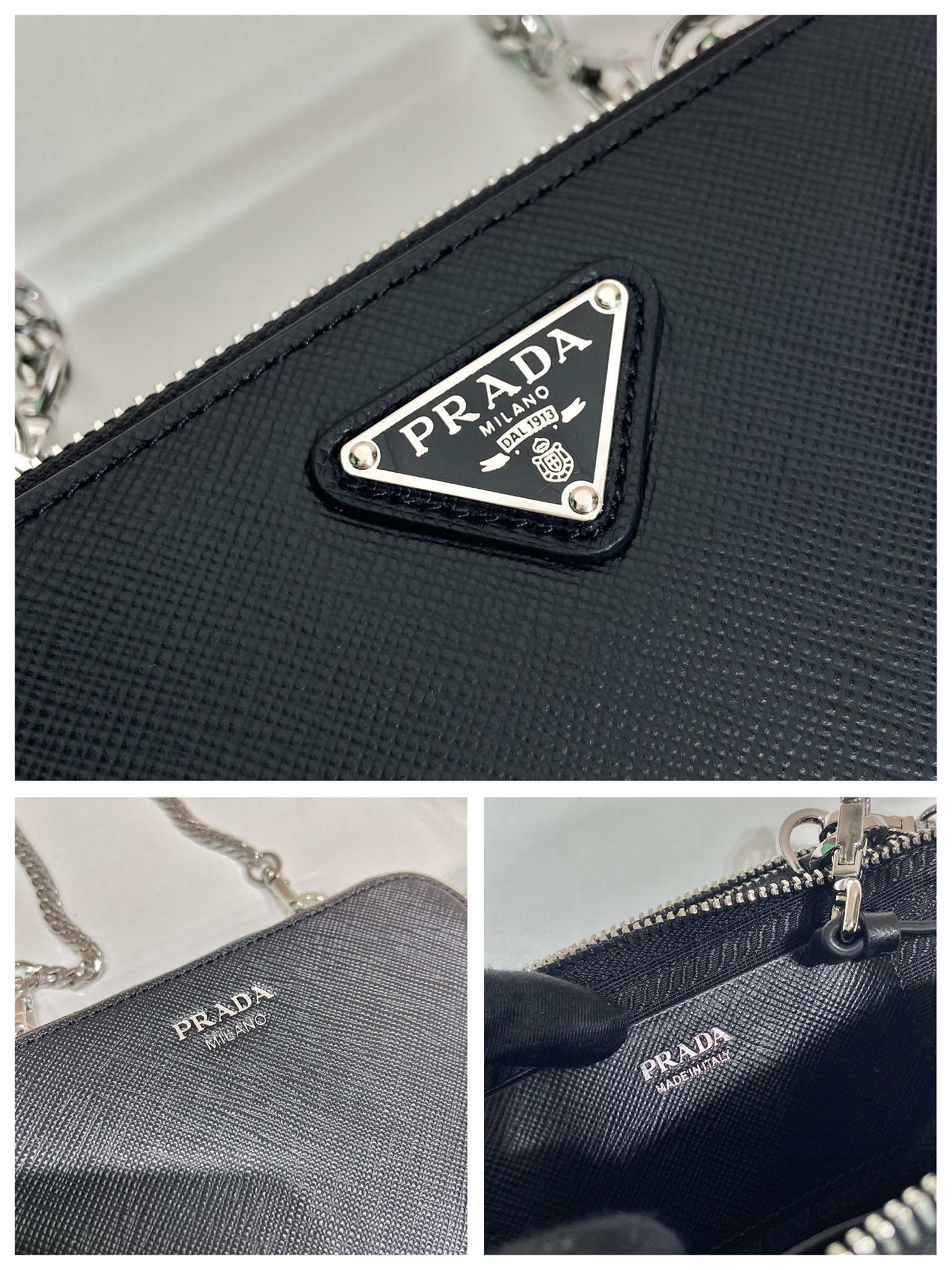 Bagsaaa Pra*a Saffiano leather mini-pouch black - 15x10x5cm