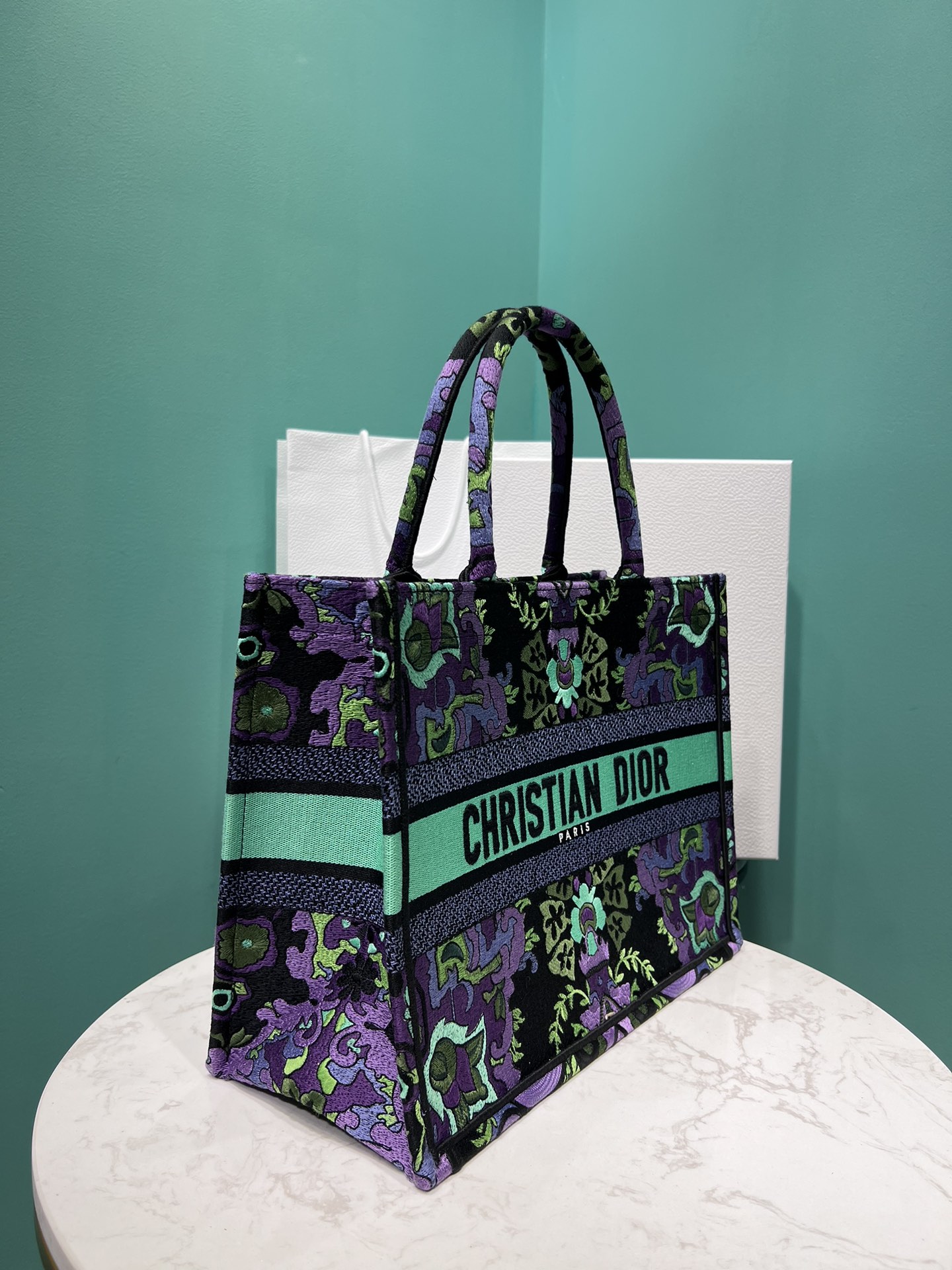 Bagsaaa D10r Medium Book Tote Multicolor D10r Indian Purple Embroidery - 36x28x18cm