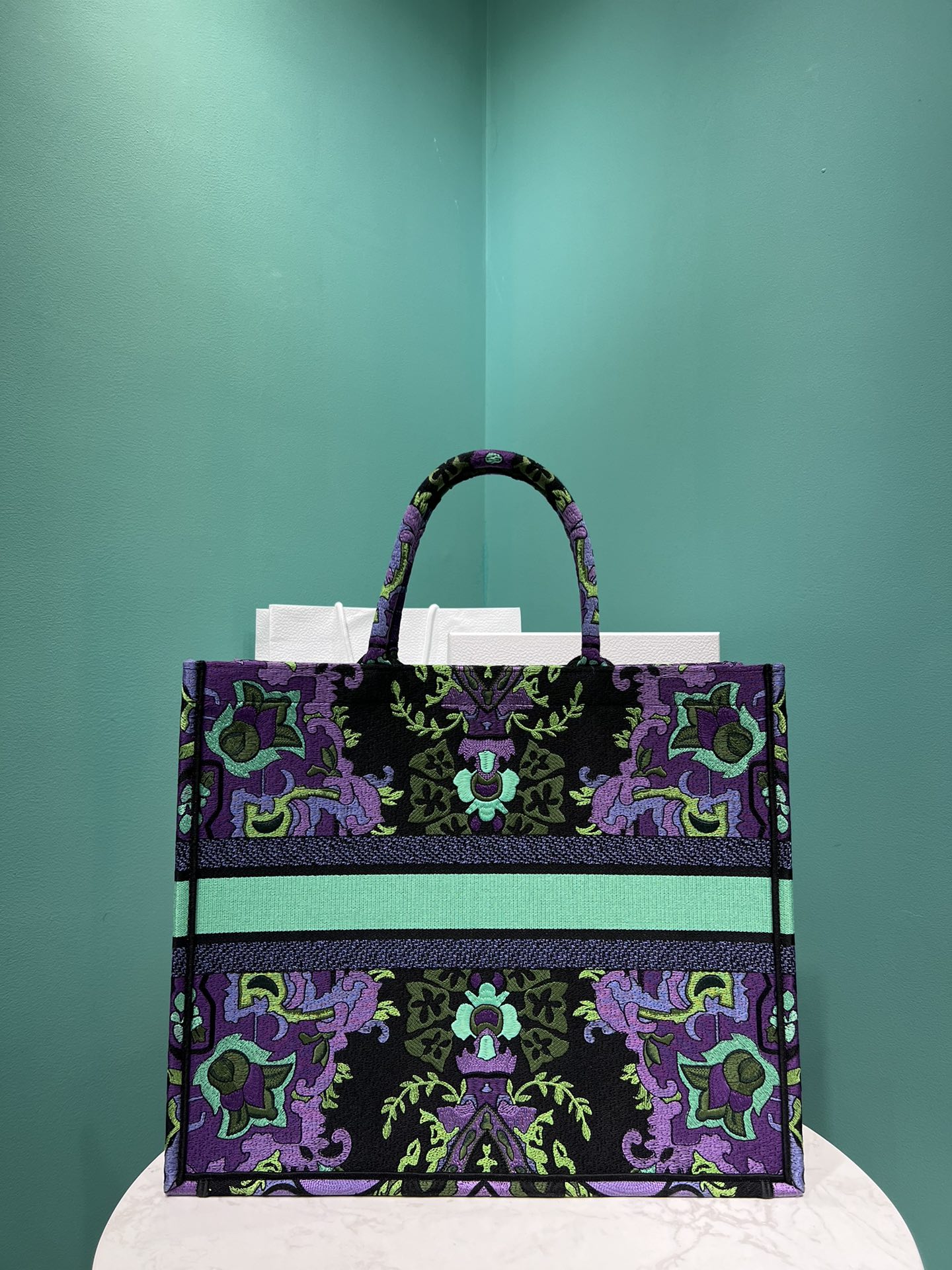 Bagsaaa D10r Large Book Tote Multicolor D10r Indian Purple Embroidery - 42 x 35 x 18.5 cm