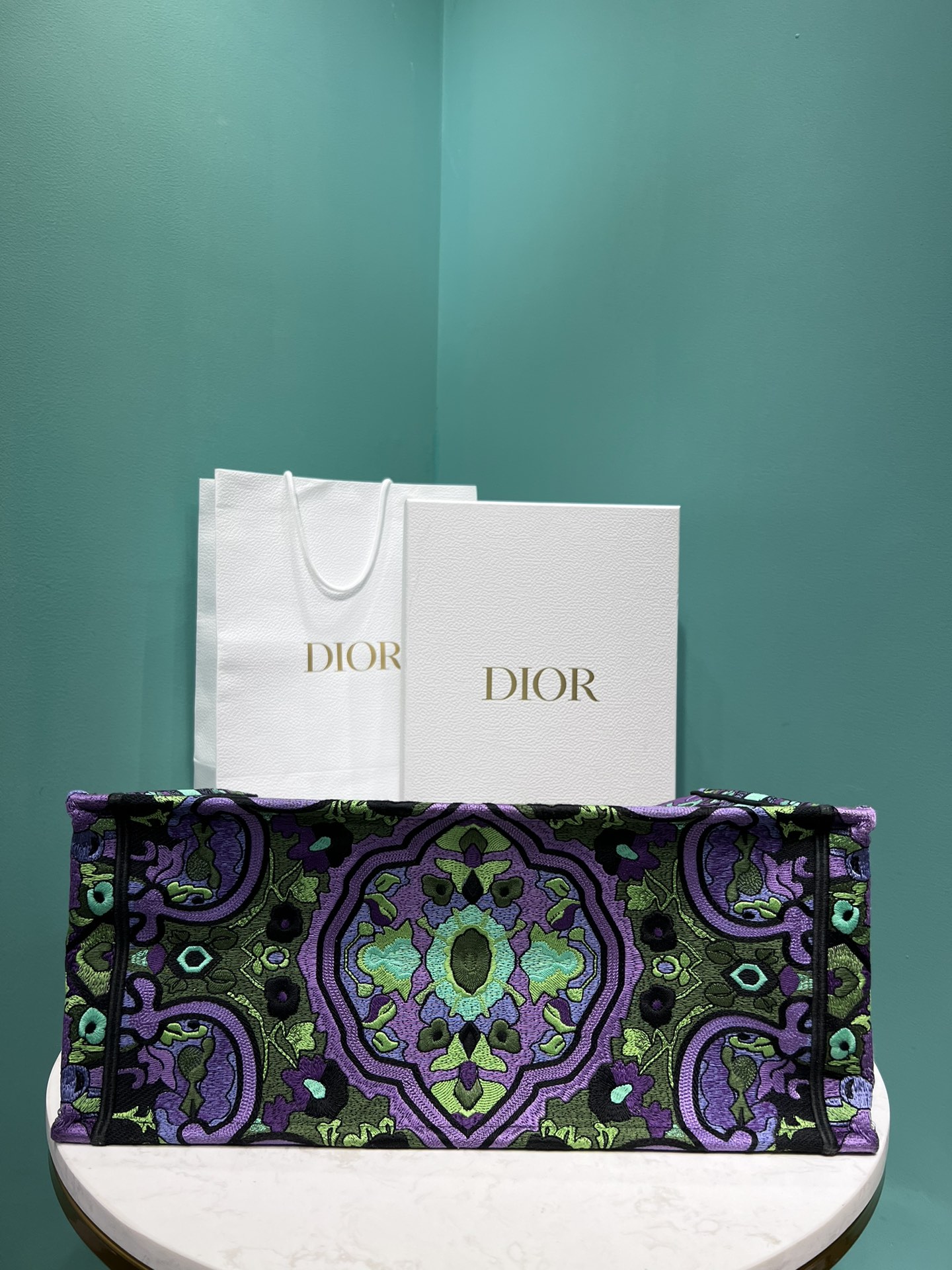 Bagsaaa D10r Large Book Tote Multicolor D10r Indian Purple Embroidery - 42 x 35 x 18.5 cm