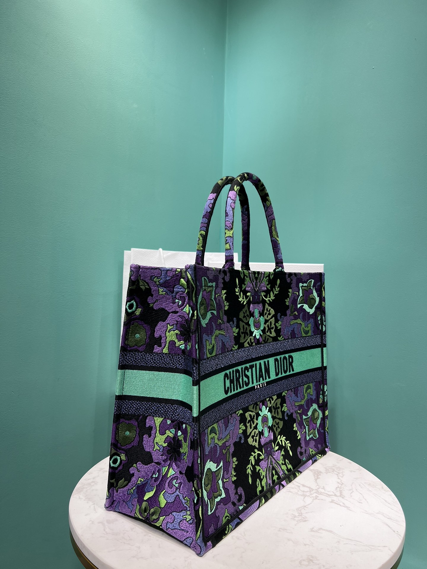 Bagsaaa D10r Large Book Tote Multicolor D10r Indian Purple Embroidery - 42 x 35 x 18.5 cm