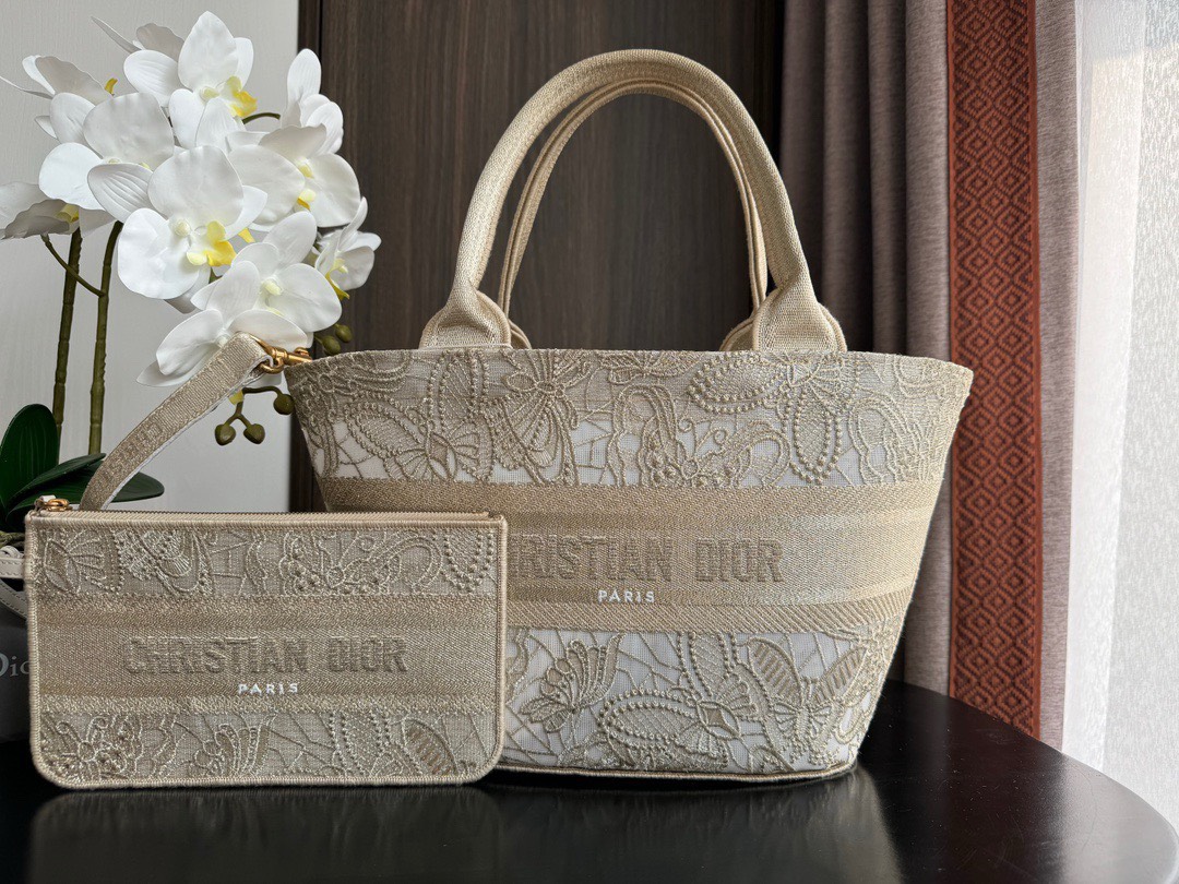 Bagsaaa D10r Hat Basket Bag Gold-tone Gradient Butterflies Embroidery