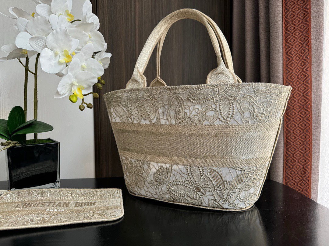 Bagsaaa D10r Hat Basket Bag Gold-tone Gradient Butterflies Embroidery