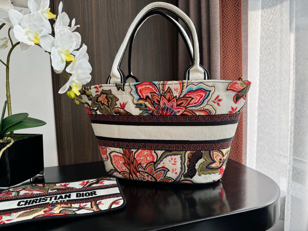 Bagsaaa D10r Hat Basket Bag Natural Multicolor Albero della Vita Embroidery