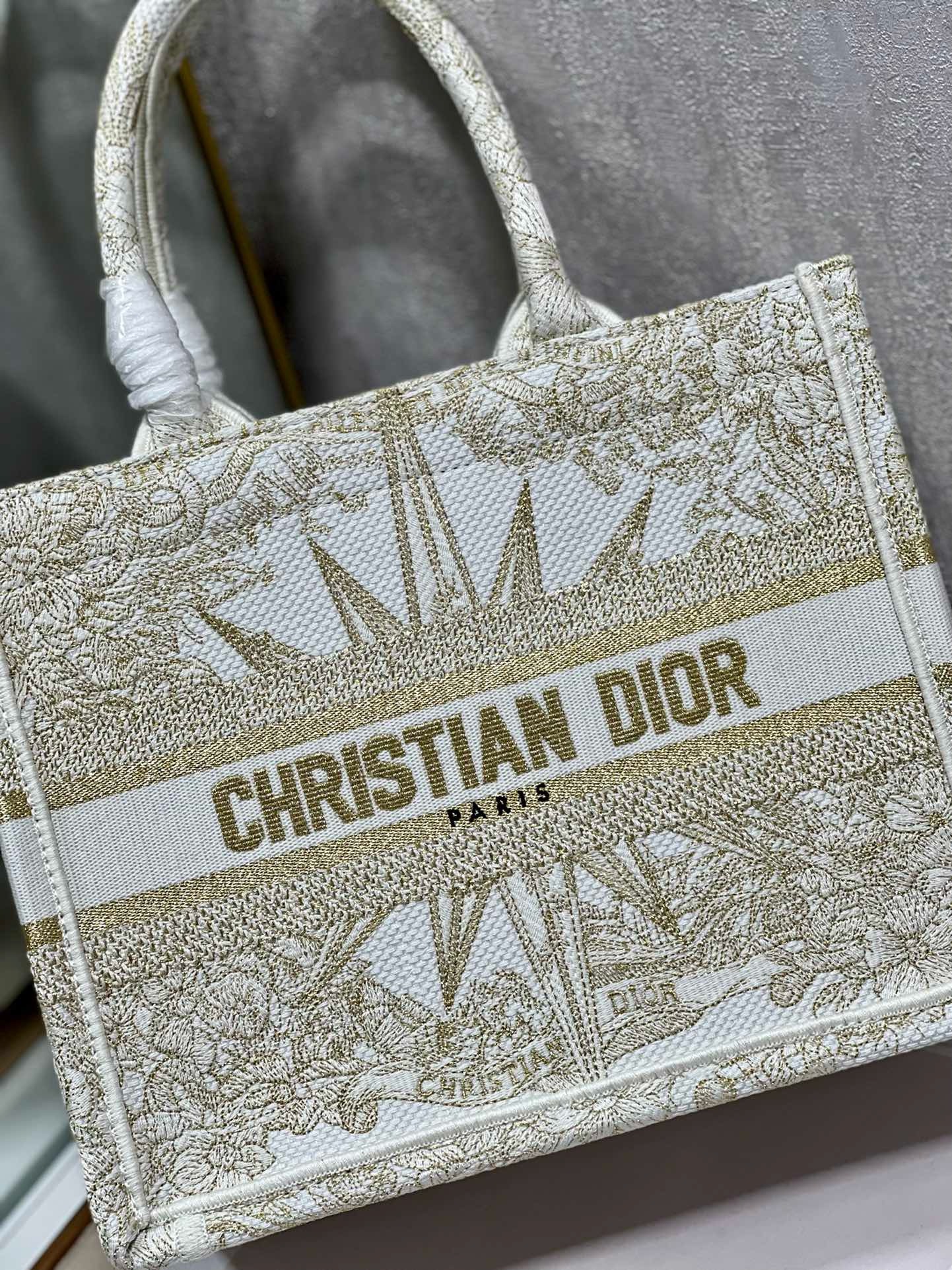 Bagsaaa D10r Small Book Tote Gold Tone Metallic - 26x22x8cm
