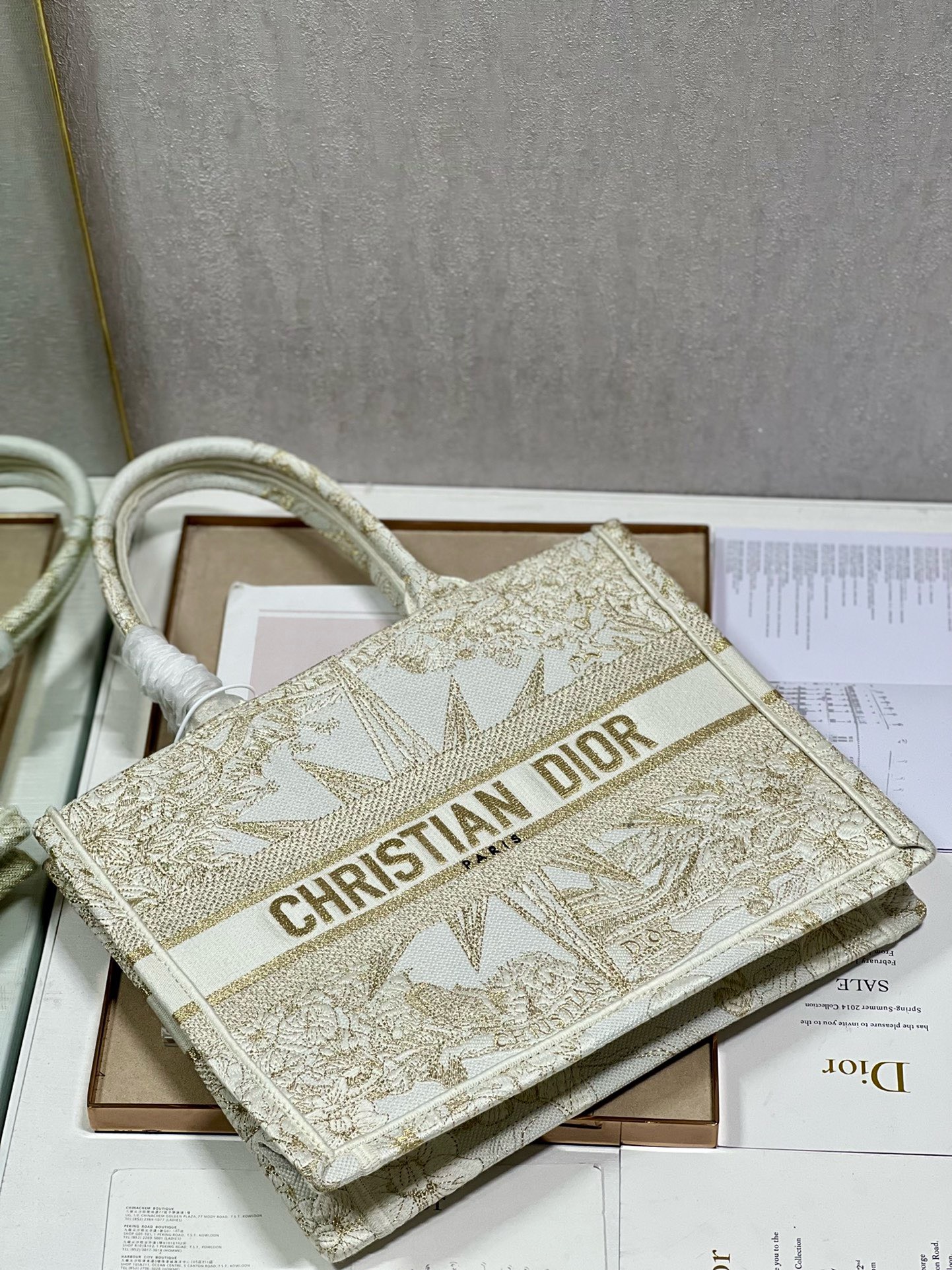 Bagsaaa D10r Medium Book Tote Gold Tone Metallic - 35cm