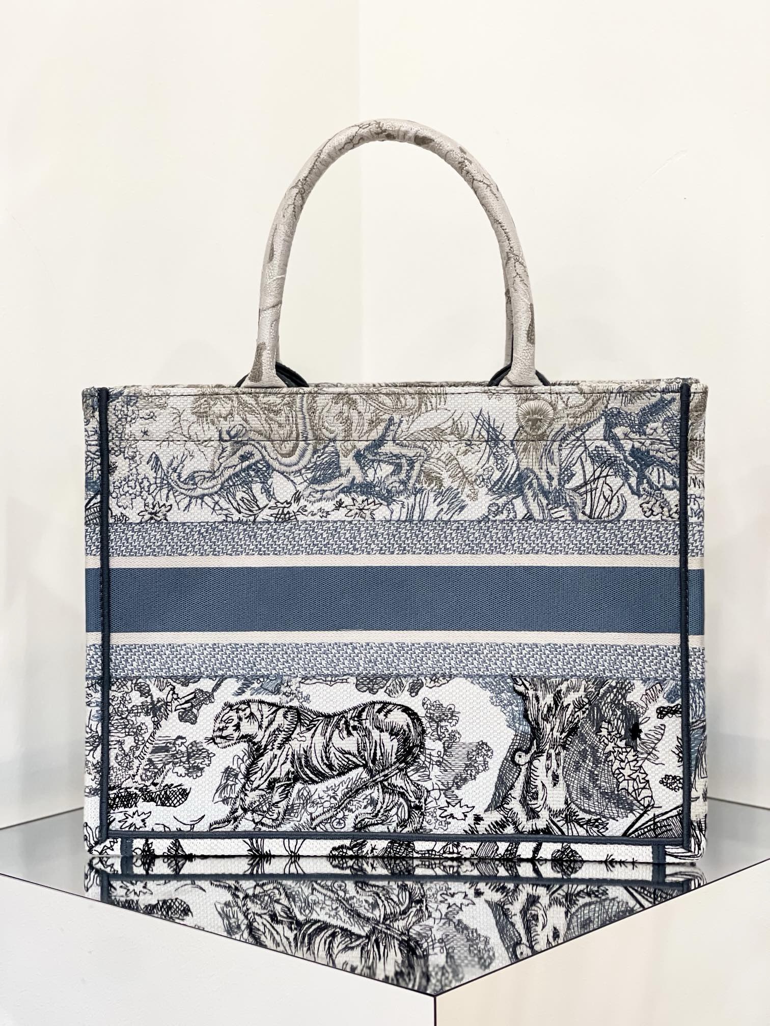 Bagsaaa D10r Book Tote Medium Gradient Toile de Jouy Voyage Embroidery - 36cm