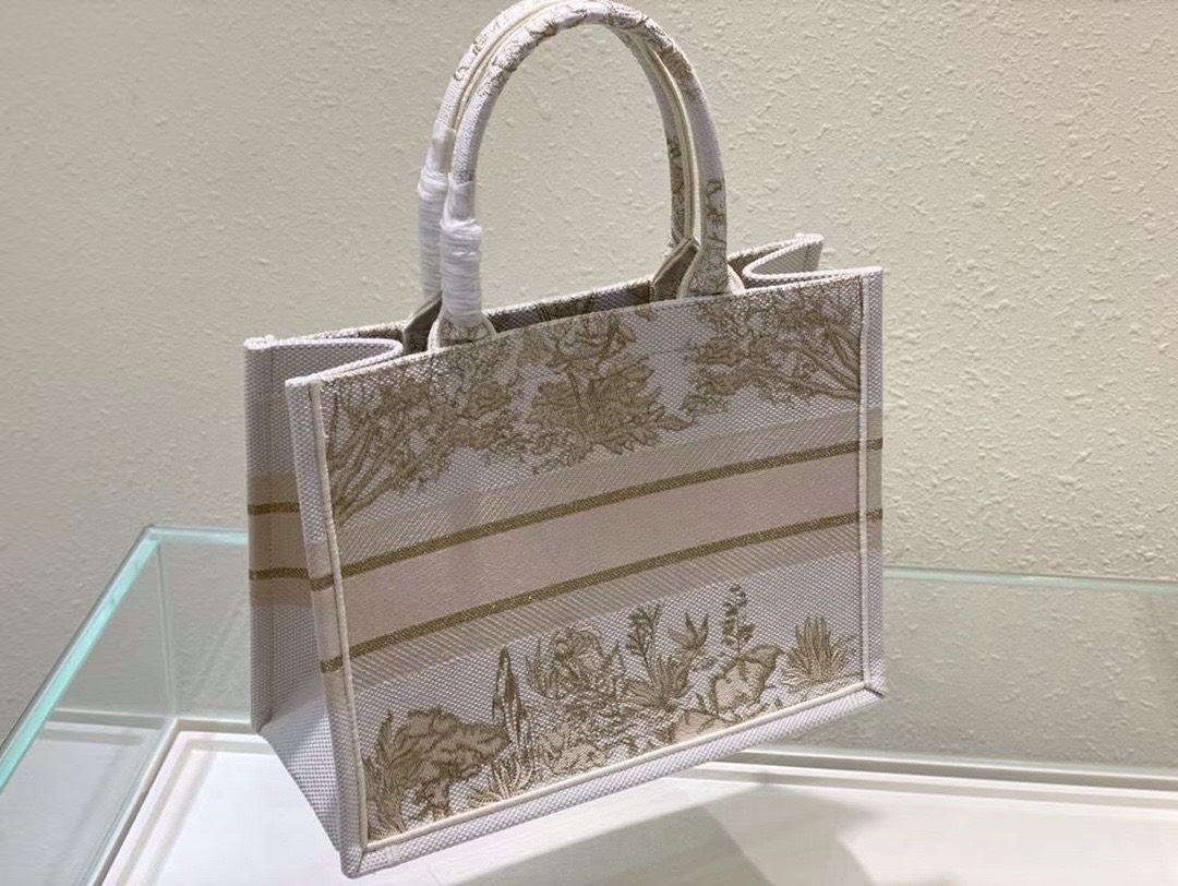 Bagsaaa D10r Medium Book Tote Around The World Stella Gold Tone - 36cm
