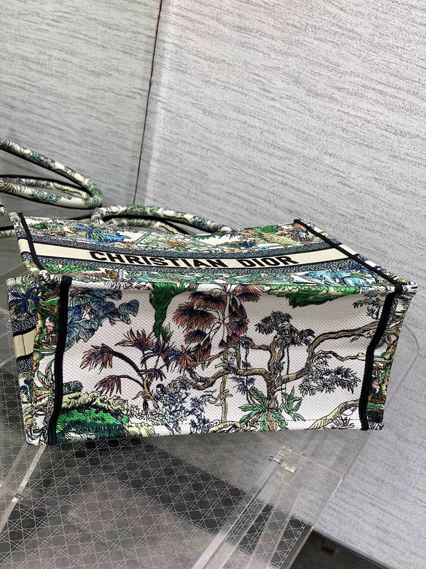 Bagsaaa D10r Medium Book Tote Star Multicolor Embroidery