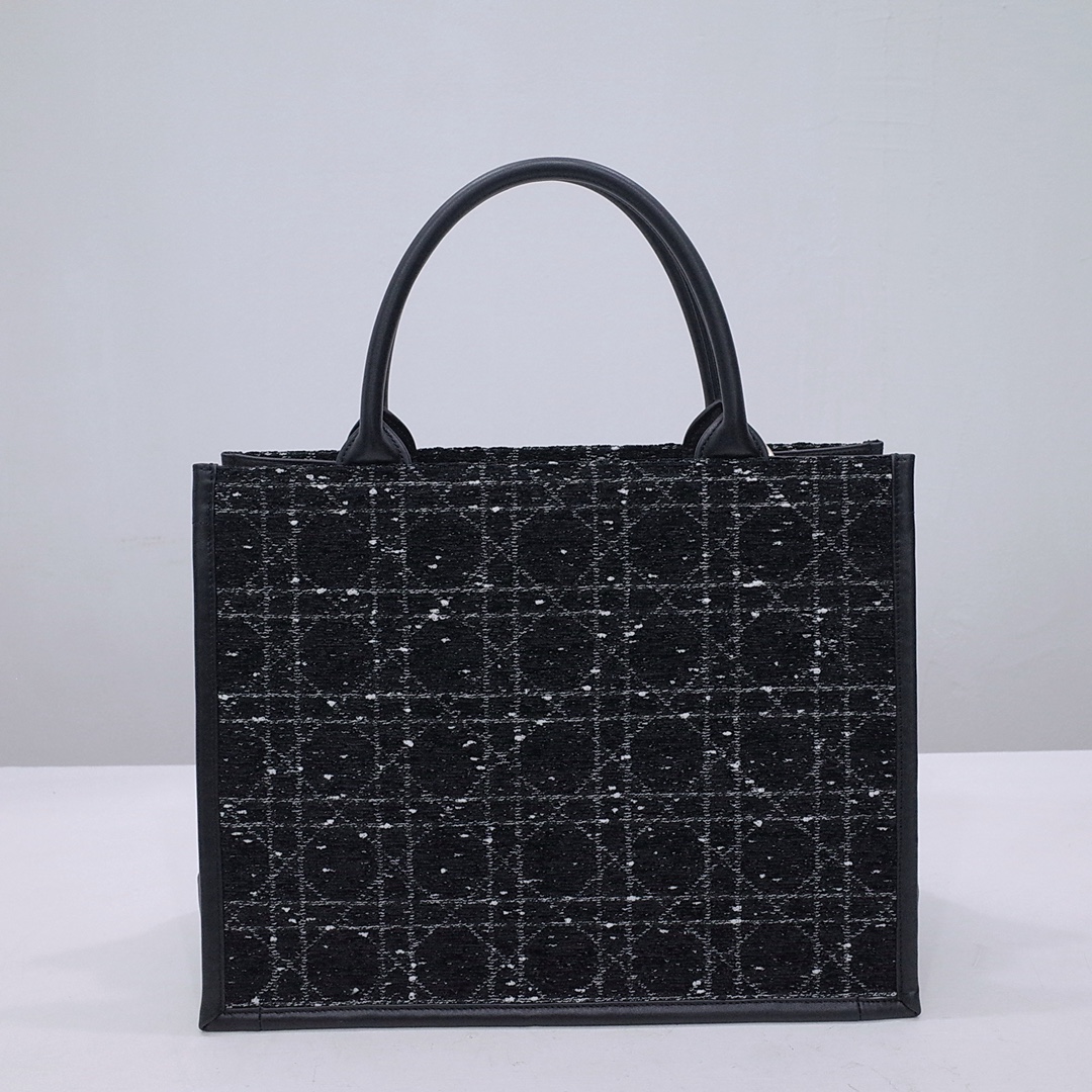 Bagsaaa Medium D10r Book Tote Black Cannage Tweed - 36.5 x 28 x 17.5 cm
