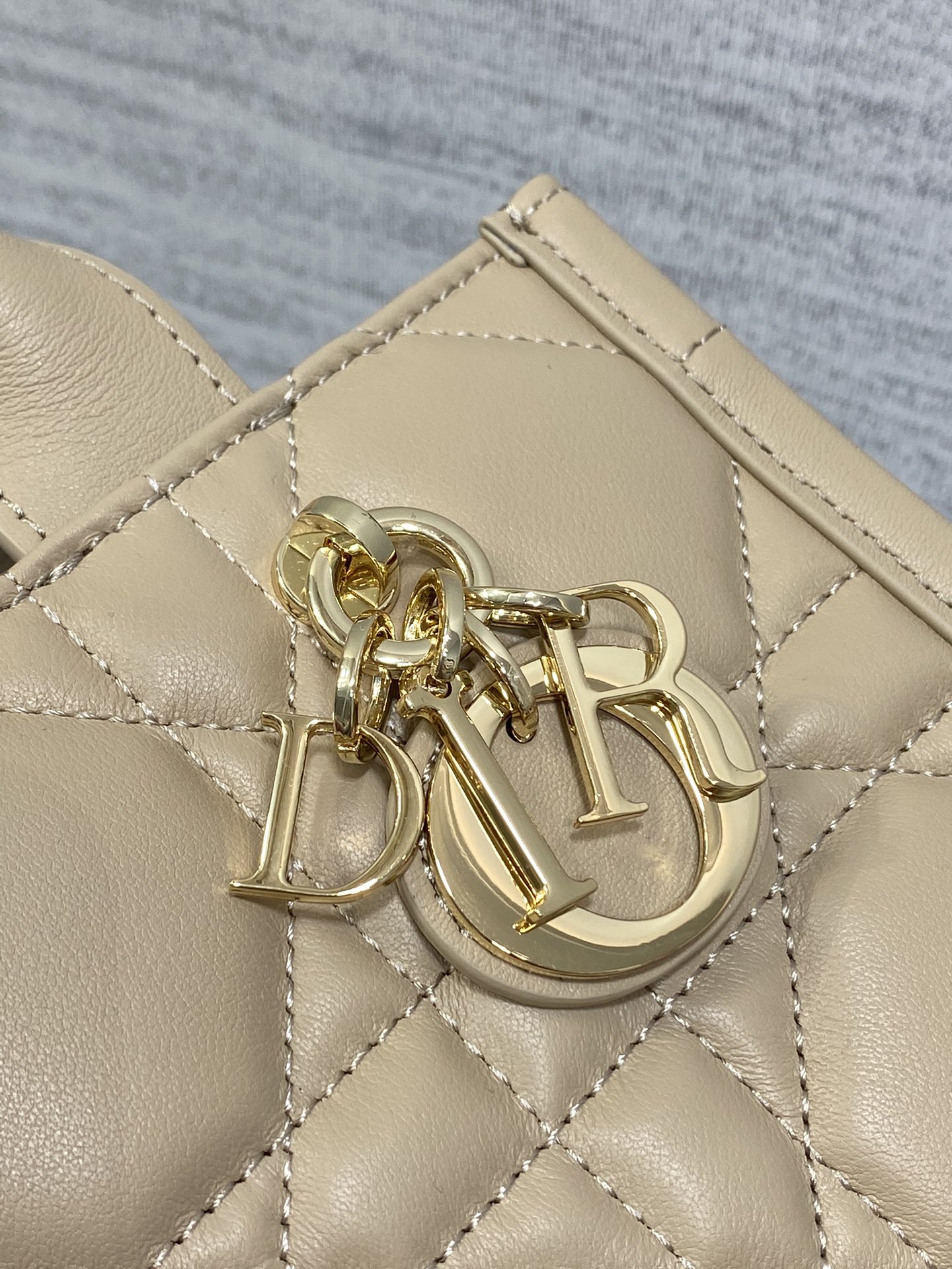 Bagsaaa Mini D10r Book Tote Powder Beige Macrocannage Calfskin - 21.5 x 13 x 7.5 cm