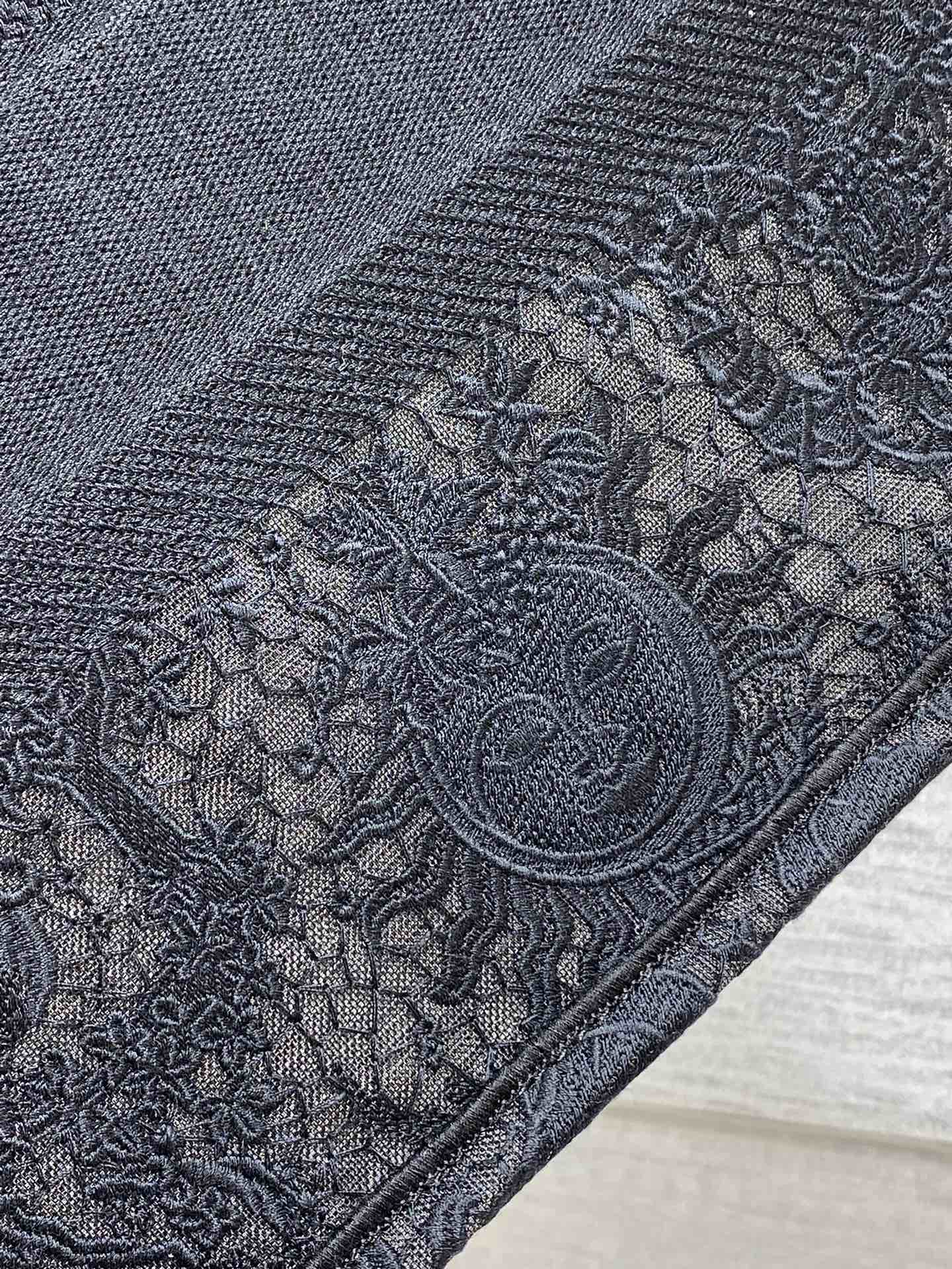 Bagsaaa Medium D10r Book Tote Black Toile de Jouy Soleil Macramé Embroidery - 36 x 27.5 x 16.5 cm