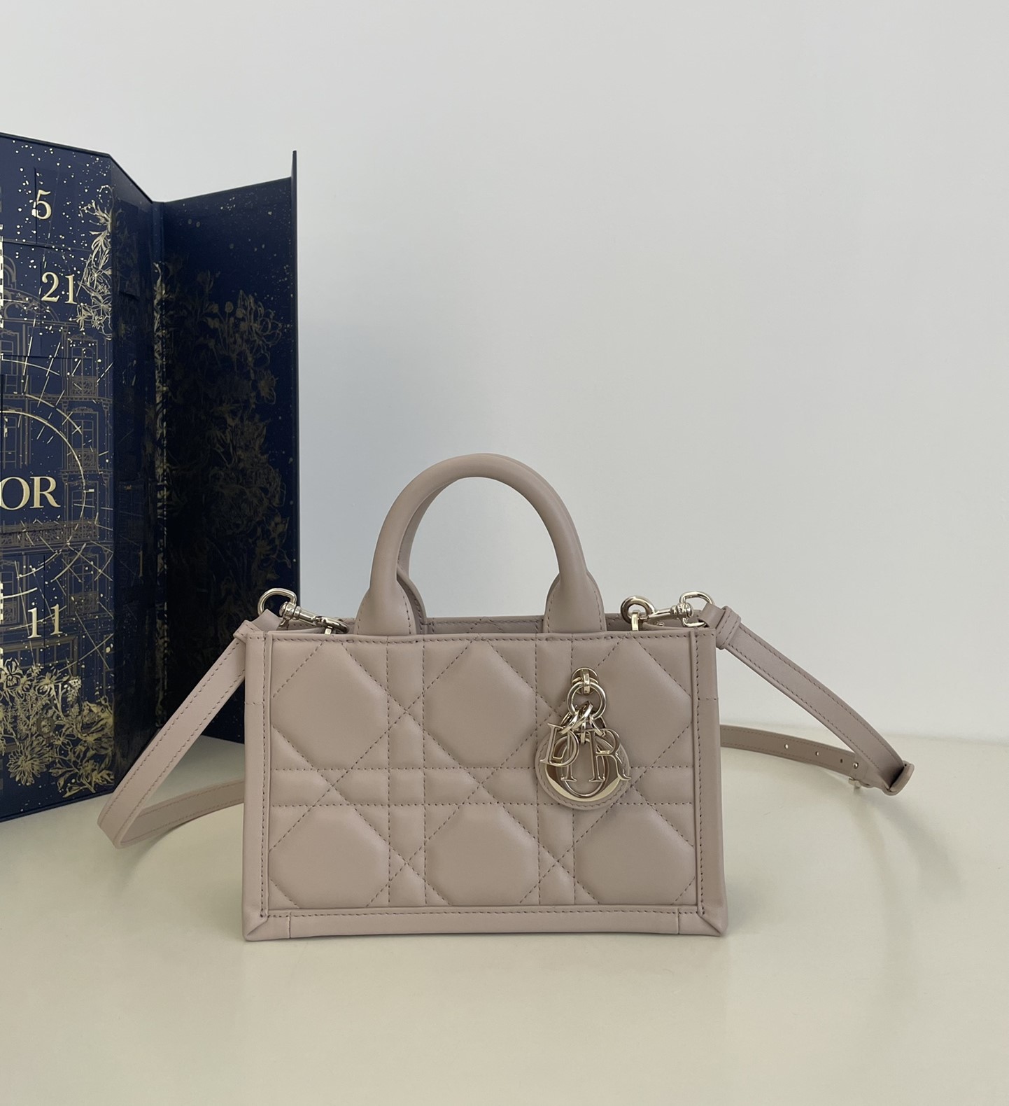 Bagsaaa Mini D10r Book Tote Trench Beige Macrocannage Calfskin- 21.5 x 13 x 7.5 cm