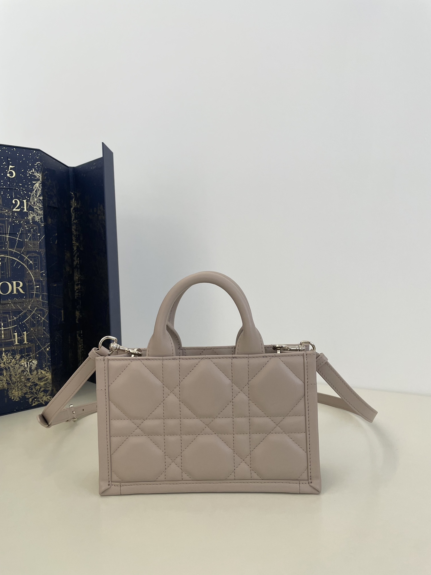 Bagsaaa Mini D10r Book Tote Trench Beige Macrocannage Calfskin- 21.5 x 13 x 7.5 cm