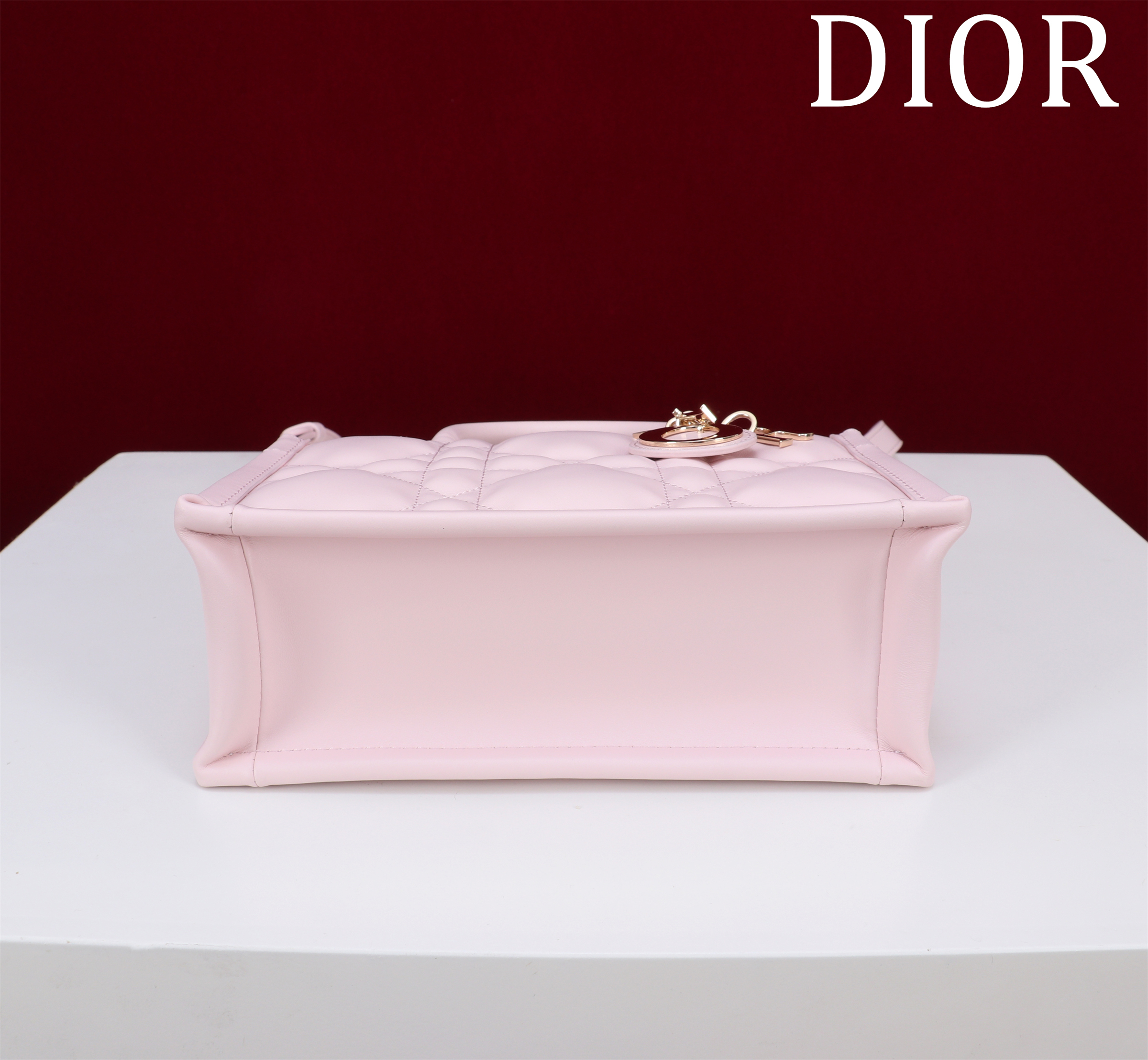 Bagsaaa Mini D10r Book Tote Pink Macrocannage Calfskin - 21.5 x 13 x 7.5 cm