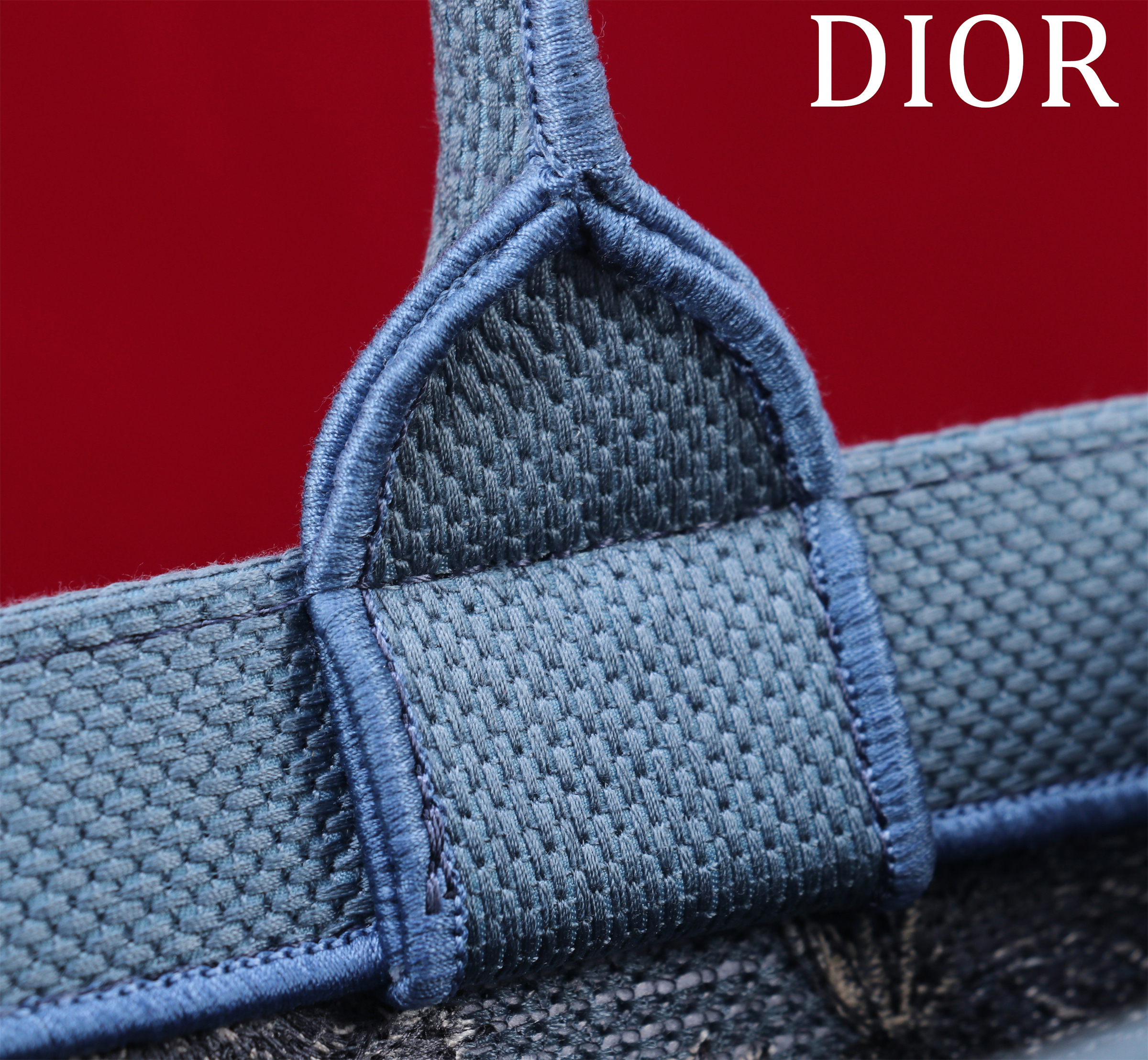 D10riviera Medium D10r Book Tote Celestial Blue and White Toile de Jouy Palms Embroidery - 36cm