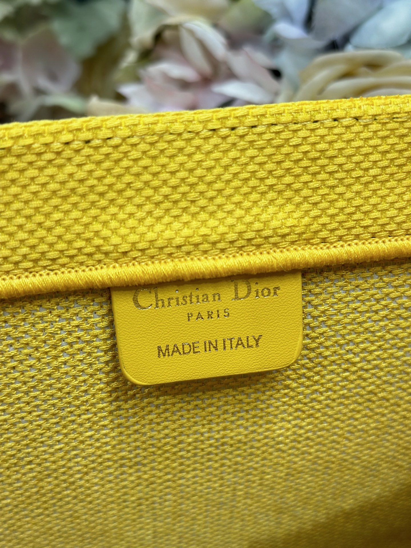 Bagsaaa Medium D10r Book Tote with Strap Yellow and Red Book Cover Embroidery - 36cm